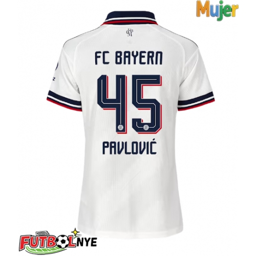 Camiseta Bayern Munich Aleksandar Pavlovic #45 Visitante Equipación para mujer 2026-27 manga corta